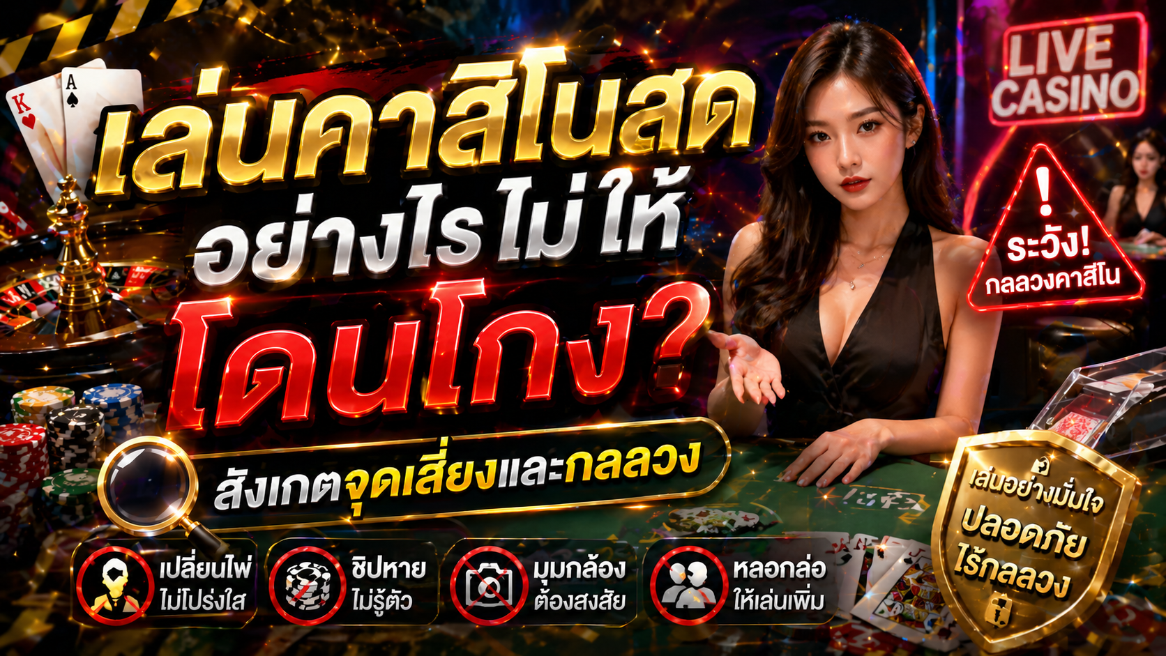 เล่นคาสิโนสดอย่างไรไม่ให้โดนโกง? สังเกตจุดเสี่ยงและกลลวง
