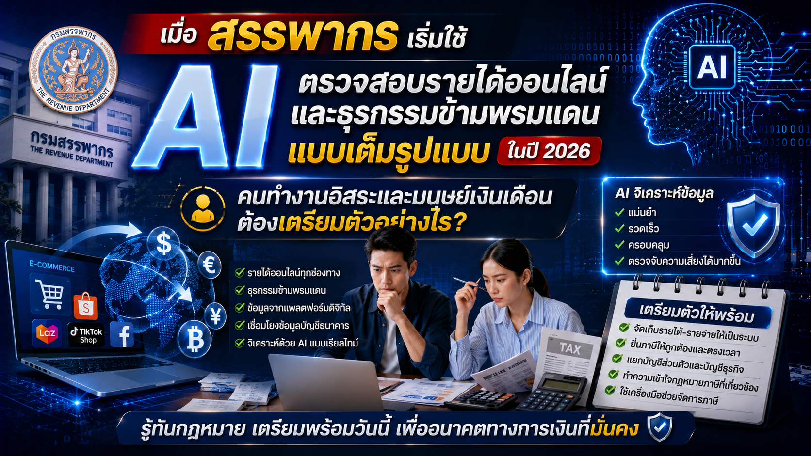 สรรพากรเริ่มใช้ AI ตรวจสอบรายได้ออนไลน์และธุรกรรมข้ามพรมแดน