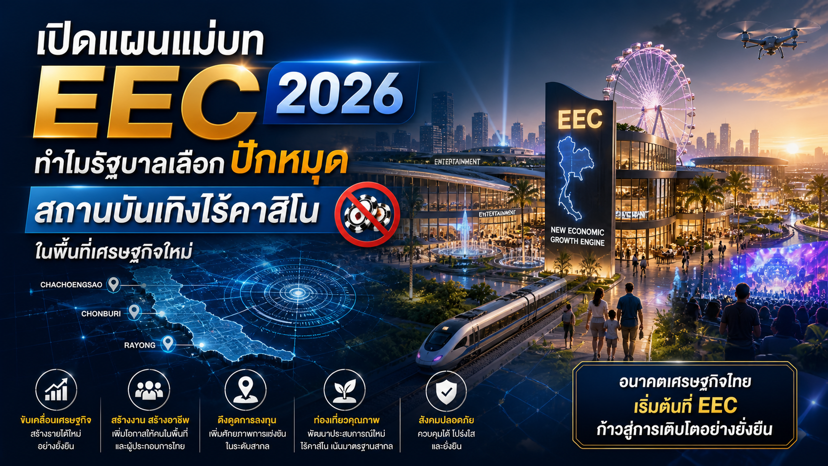เปิดแผนแม่บท EEC สถานบันเทิงไร้คาสิโน ในพื้นที่เศรษฐกิจใหม่