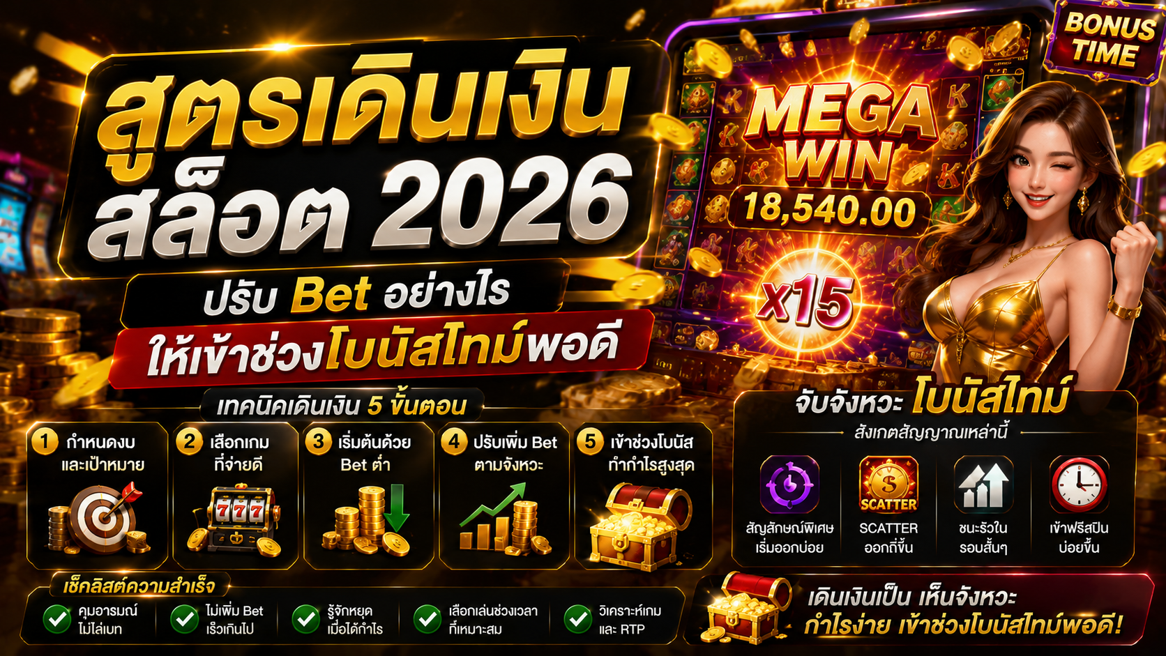 สูตรเดินเงินสล็อต 2026 ปรับ Bet อย่างไรให้เข้าช่วงโบนัสไทม์พอดี